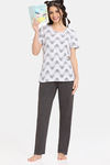 Rosaline Mickey & Donald Knit Cotton Pyjama Set - Anthra Melange — thumbnail 4